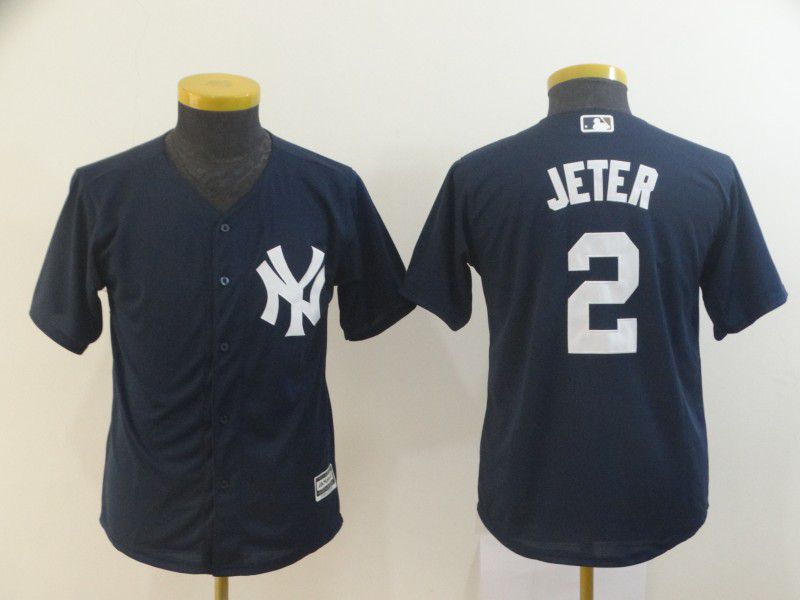 Youth New York Yankees #2 Jeter Blue MLB Jersey